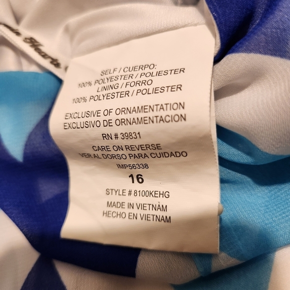 Sequin Hearts Dress Royal Blue Turquoise White Stripes 16 Girls Asymmetrical Hem - Picture 2 of 12